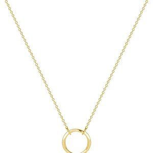 Gold Karma Circle Moon Phase Pendant Necklace - 17in + 2in Extender, Hypoallerge